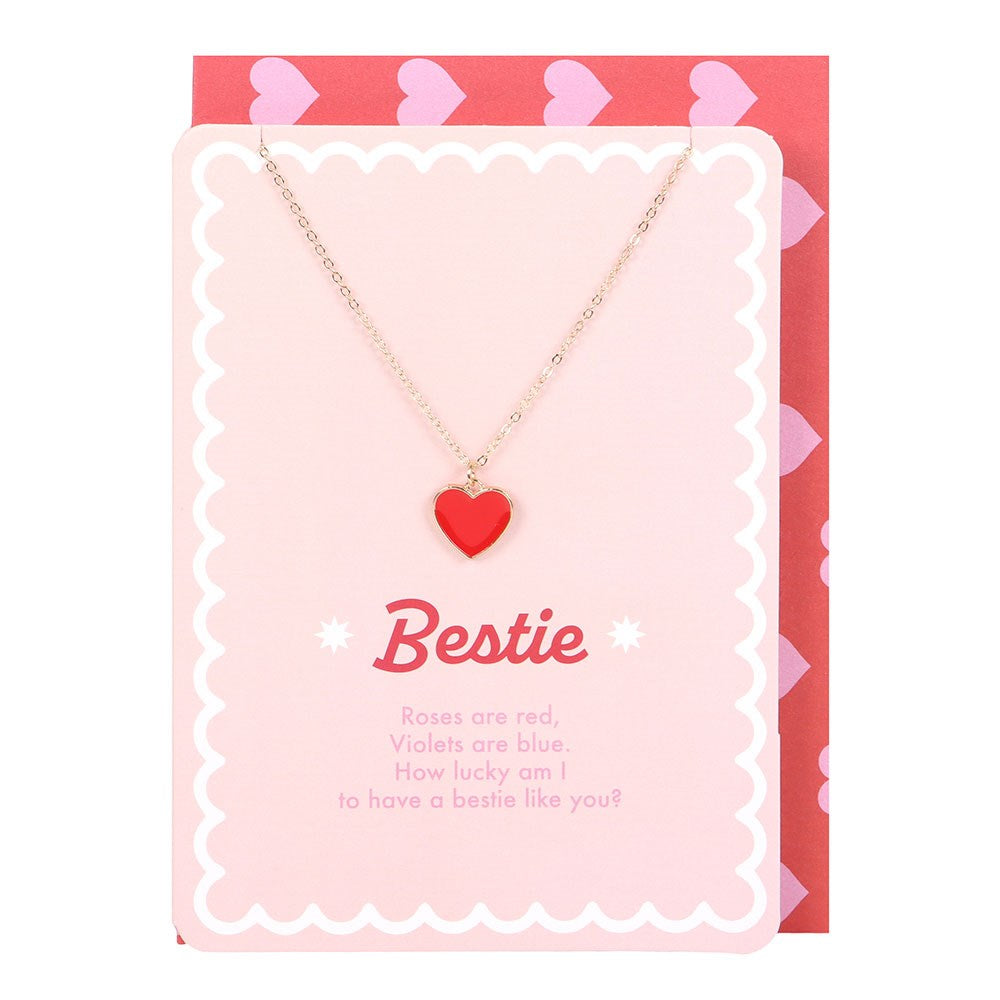 TARJETA DE FELICITACIÓN DE COLLAR DE CORAZÓN DE ESMALTE BESTIE