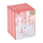 Stemless glass with bow and heart print