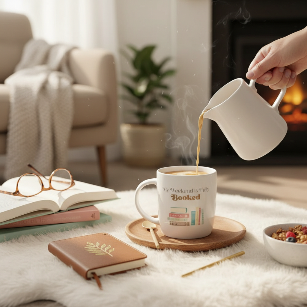 Taza "Mi Fin de Semana Está Completamente Reservado" - Taza Cerámica 350ml Book Lovers