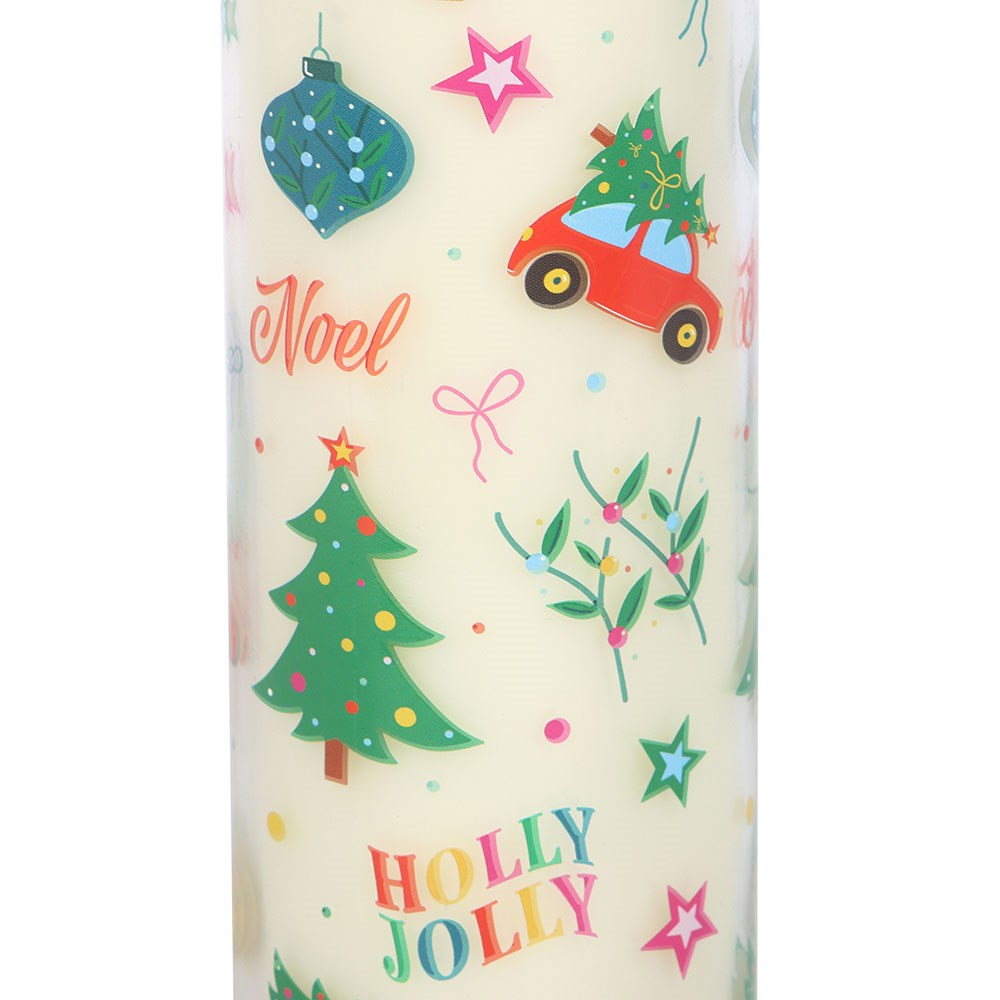 Vela Tubo Pudín Navidad 70h - Vela Estampado Nostalgico Reutilizable Florero