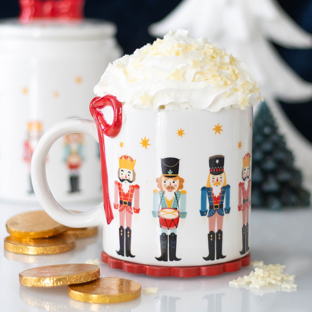MUG WITH NUTCRACKER PRINT AND RIBBON