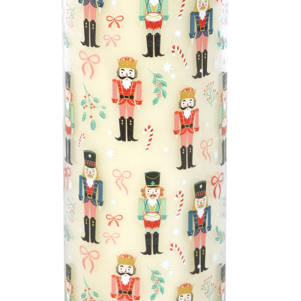 FESTIVE SPICE TUBE CANDLE WITH NUTCRACKER PRINT