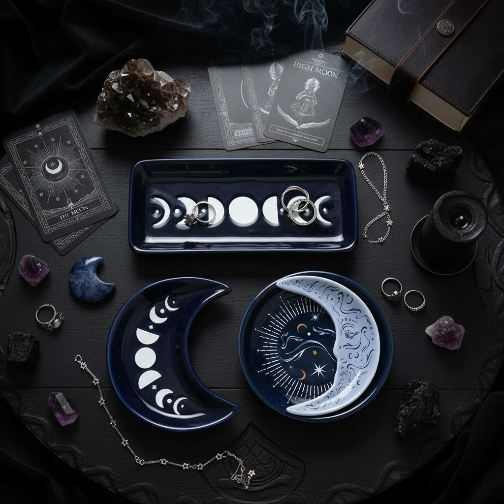 Set 2 Bandejas Apilables Luna Azul - Organizador Joyas Cristales Celestial