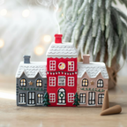 Portaconos de Incienso "Christmas Village" - 3 Casas Navideñas Decorativas