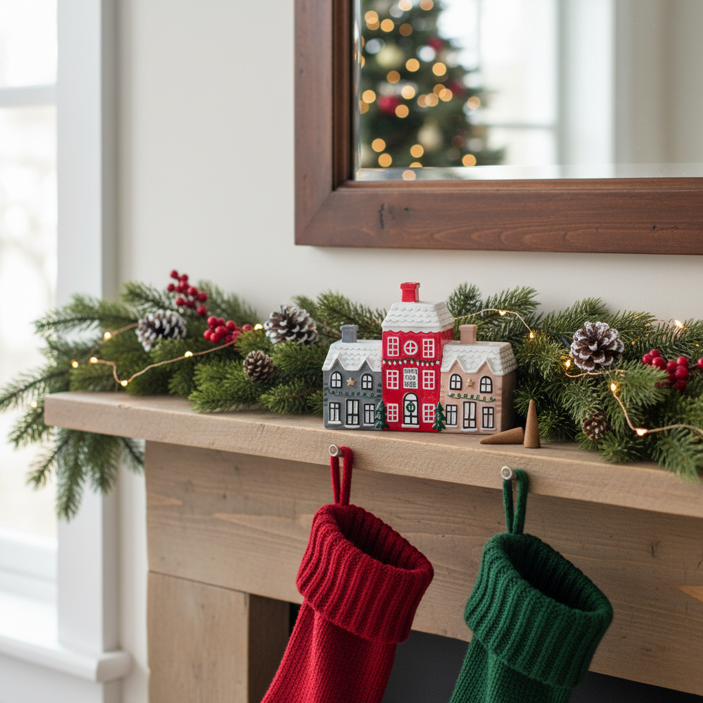 Portaconos de Incienso "Christmas Village" - 3 Casas Navideñas Decorativas