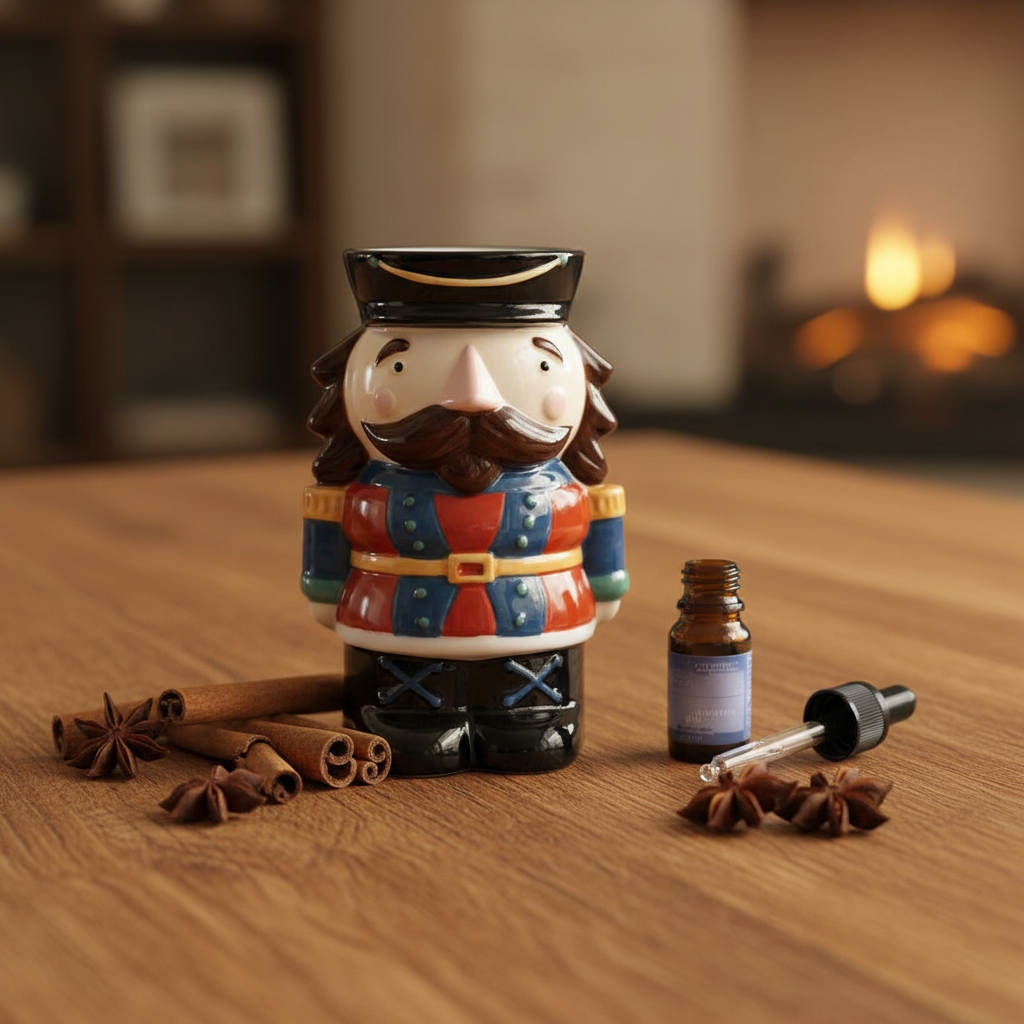 Quemador de Aceite "Cascanueces" - Aromaterapia Navideña Tradicional 2 en 1