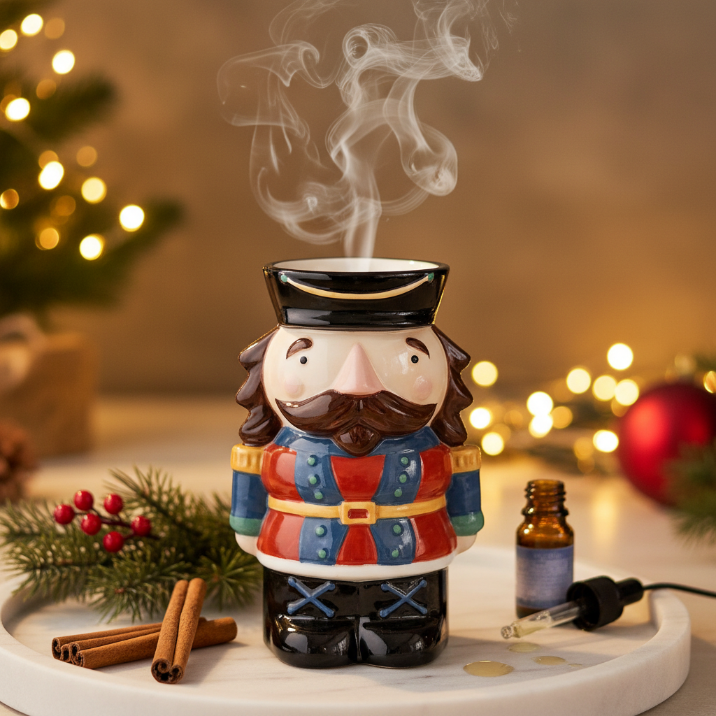 Quemador de Aceite "Cascanueces" - Aromaterapia Navideña Tradicional 2 en 1