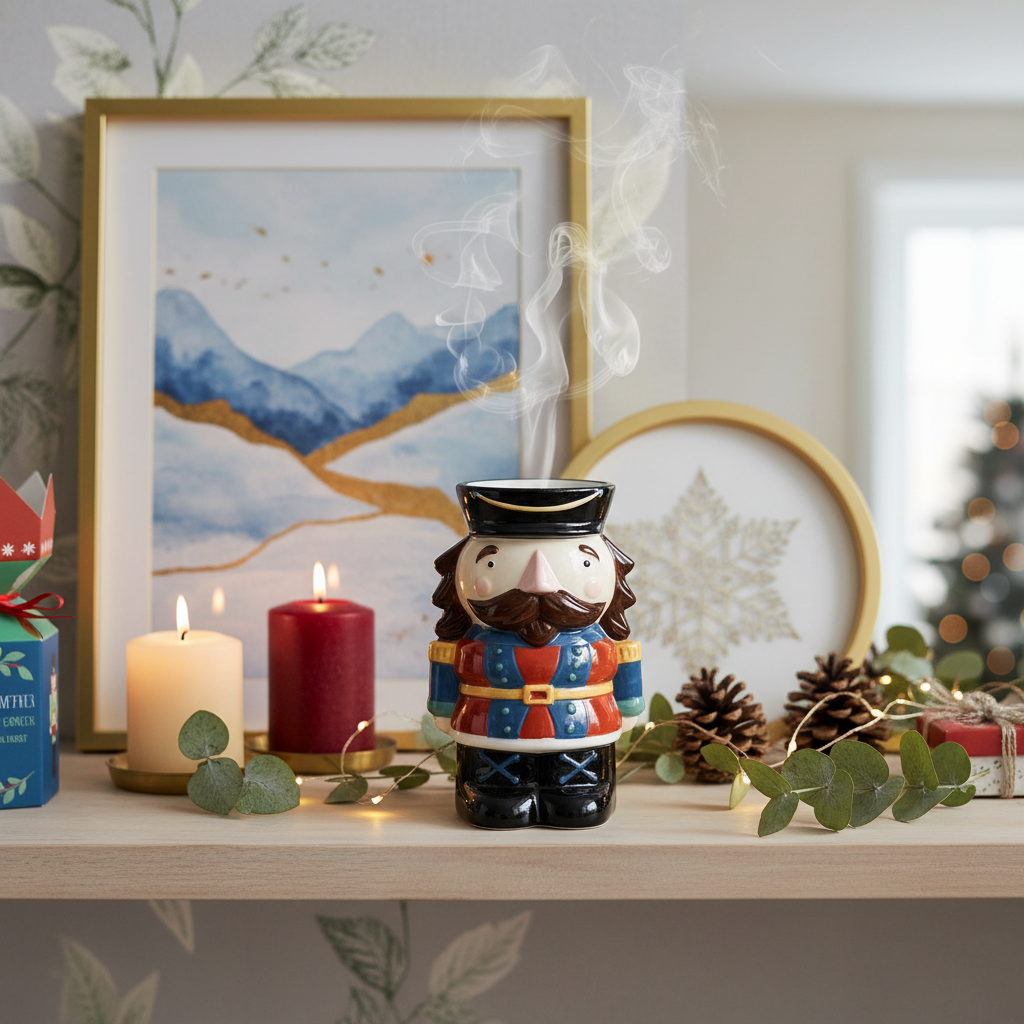 Quemador de Aceite "Cascanueces" - Aromaterapia Navideña Tradicional 2 en 1