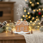 Quemador de Cono Incienso "Casa de Pan de Jengibre" - Humo por 2 Chimeneas Navidad