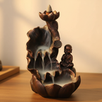 Quemador de Incienso de Reflujo Buda con Cascada de Humo - Efecto Bronce Decorativo