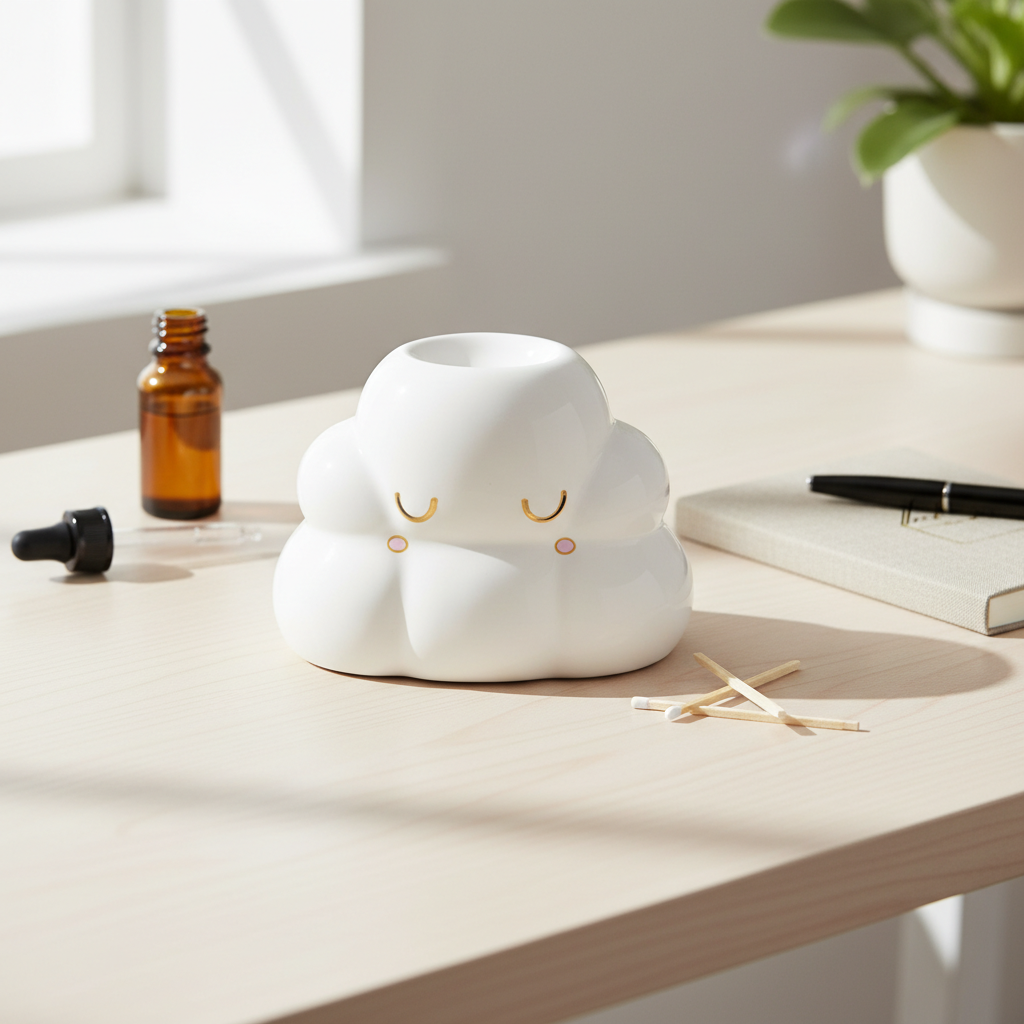 Quemador Aceites Esenciales Forma Nube - Difusor Aromaterapia Cerámica