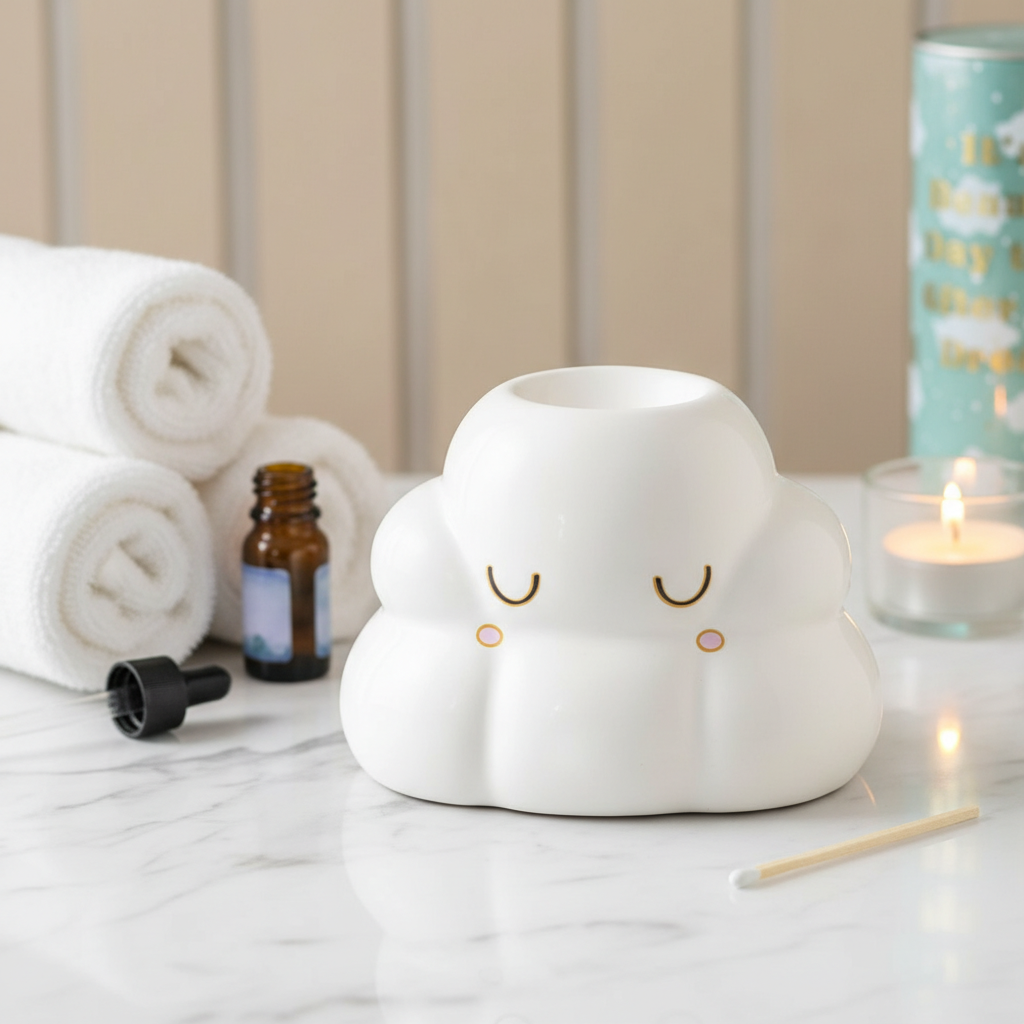 Quemador Aceites Esenciales Forma Nube - Difusor Aromaterapia Cerámica