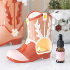 Quemador Aceites Bota Cowboy Rosa - Difusor Cera Retro Rodeo Cowgirl