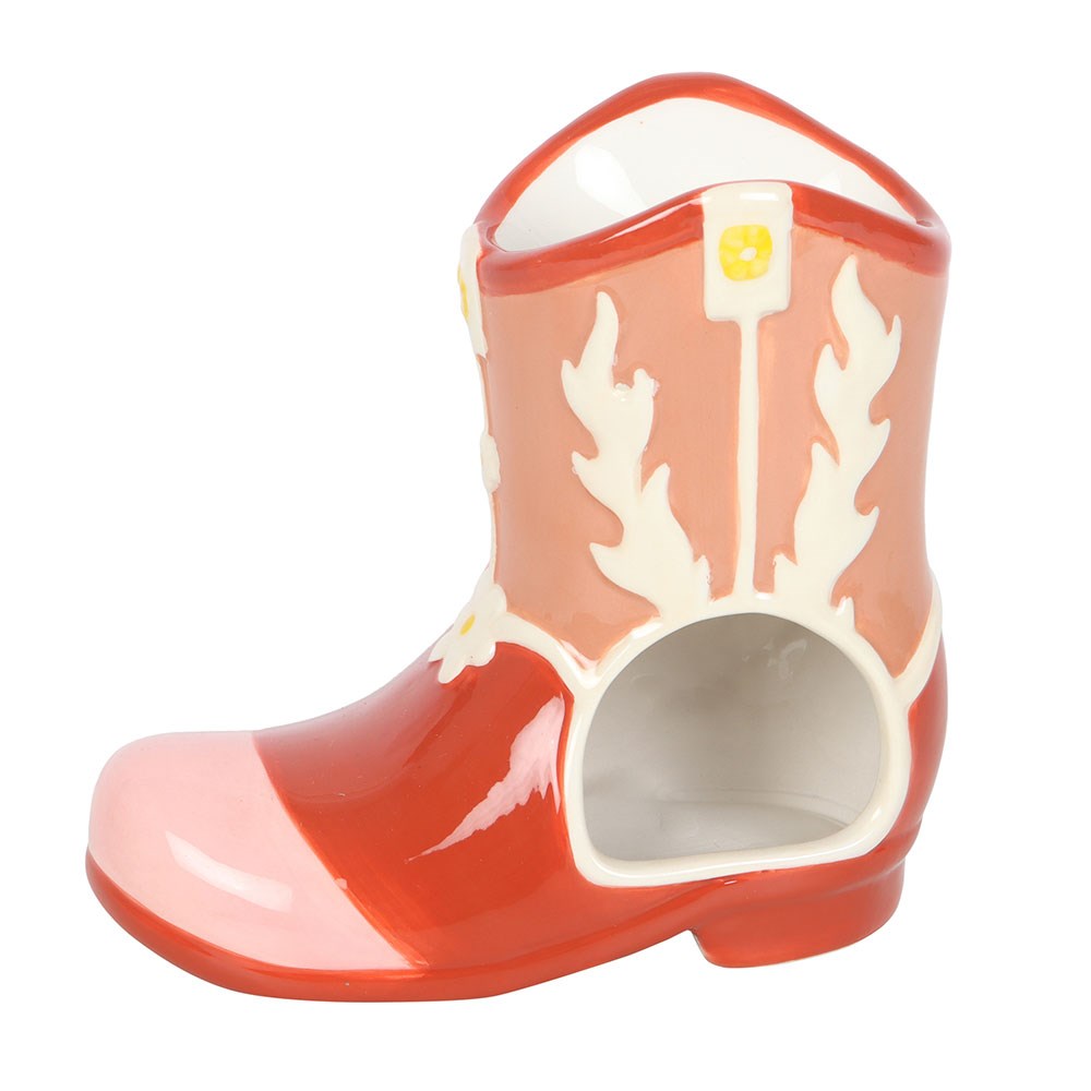 Quemador Aceites Bota Cowboy Rosa - Difusor Cera Retro Rodeo Cowgirl