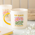 Taza "No Rain No Flowers" Mango Amarillo - Taza Cerámica 370ml Inspiradora