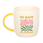 Taza "No Rain No Flowers" Mango Amarillo - Taza Cerámica 370ml Inspiradora