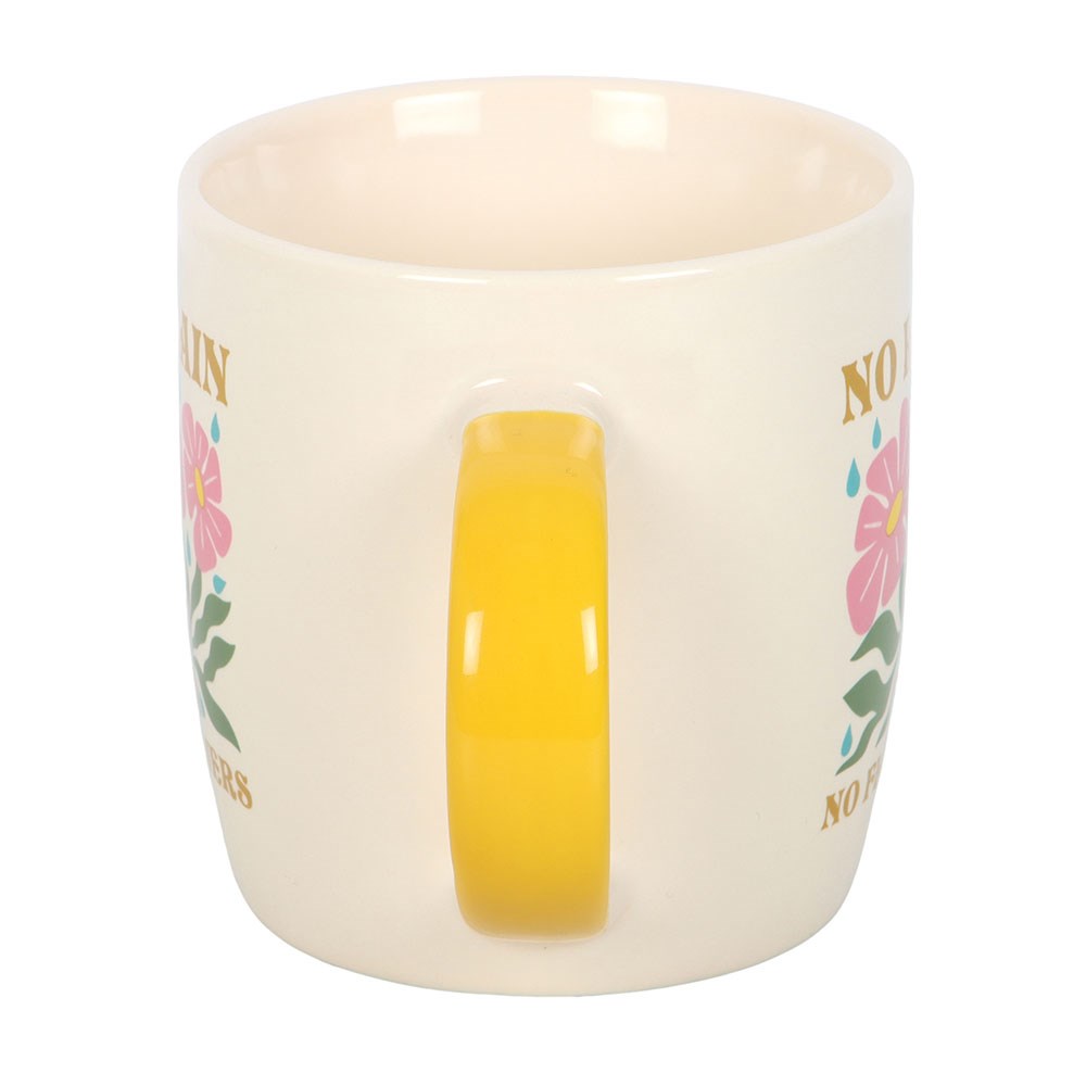 Taza "No Rain No Flowers" Mango Amarillo - Taza Cerámica 370ml Inspiradora