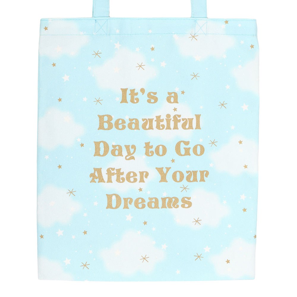 Bolsa de Mano con Estampado de Nubes y Mensaje Positivo - Tote Bag Versátil