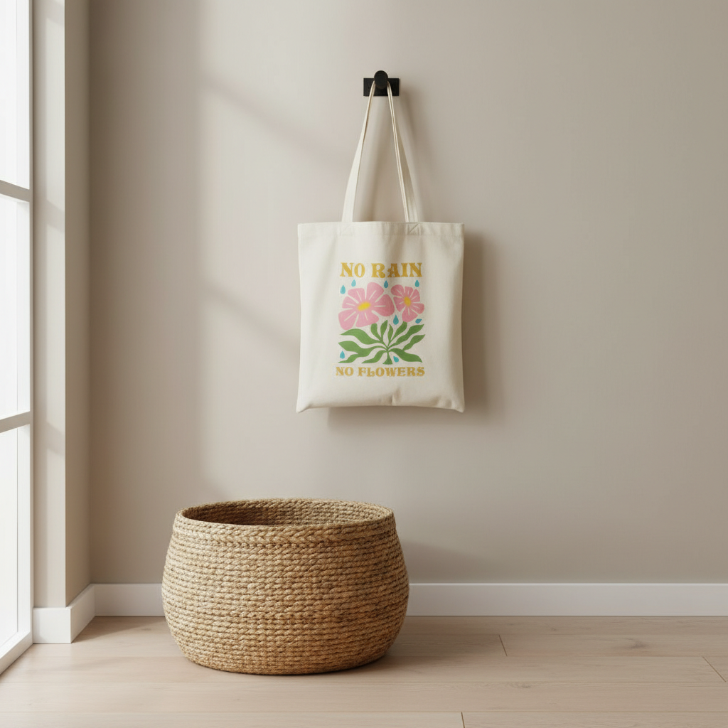 Riñonera "No Rain No Flowers" - Bolso de Cintura con Mensaje Inspirador
