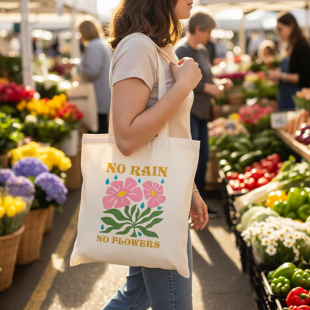 Riñonera "No Rain No Flowers" - Bolso de Cintura con Mensaje Inspirador