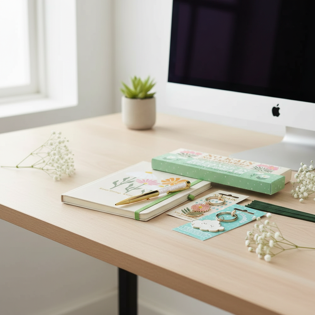 Cuaderno A5 Prompts Diarios con Bolígrafo Cuarzo Rosa - 200 Páginas Autocuidado