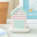 Set Salero Pimentero Casetas Playa Pastel con Bandeja - 3 Piezas Cerámica