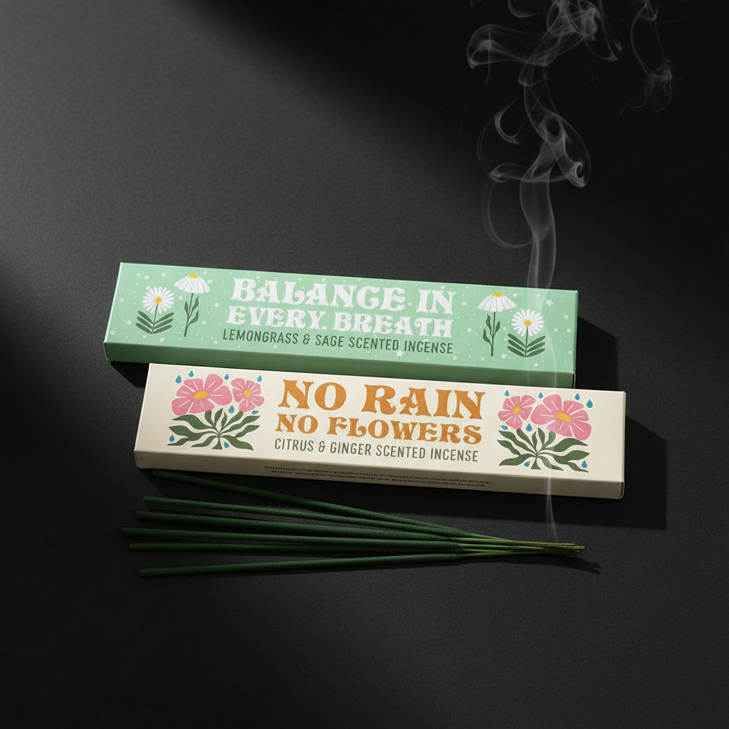 Set de 60 Varillas de Incienso Natural - 2 Aromas Estimulantes Enrollado a Mano