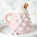 Taza Rosa Forma Árbol Navidad 520ml Tapa - Taza 3D Chocolate Caliente Adorable