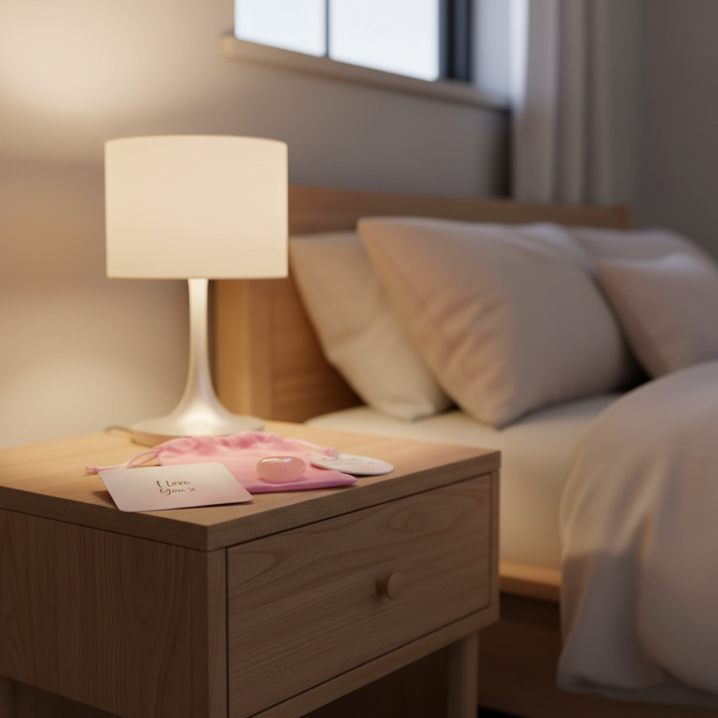 TE QUIERO CORAZÓN DE CRISTAL DE CUARZO ROSA EN UNA BOLSA