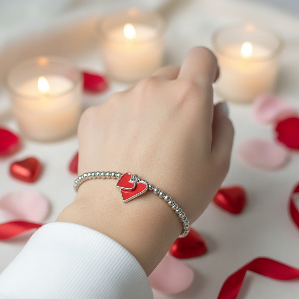 Pulsera "Todo lo que Necesitas es Amor" Corazón Rojo - Cuentas San Valentín