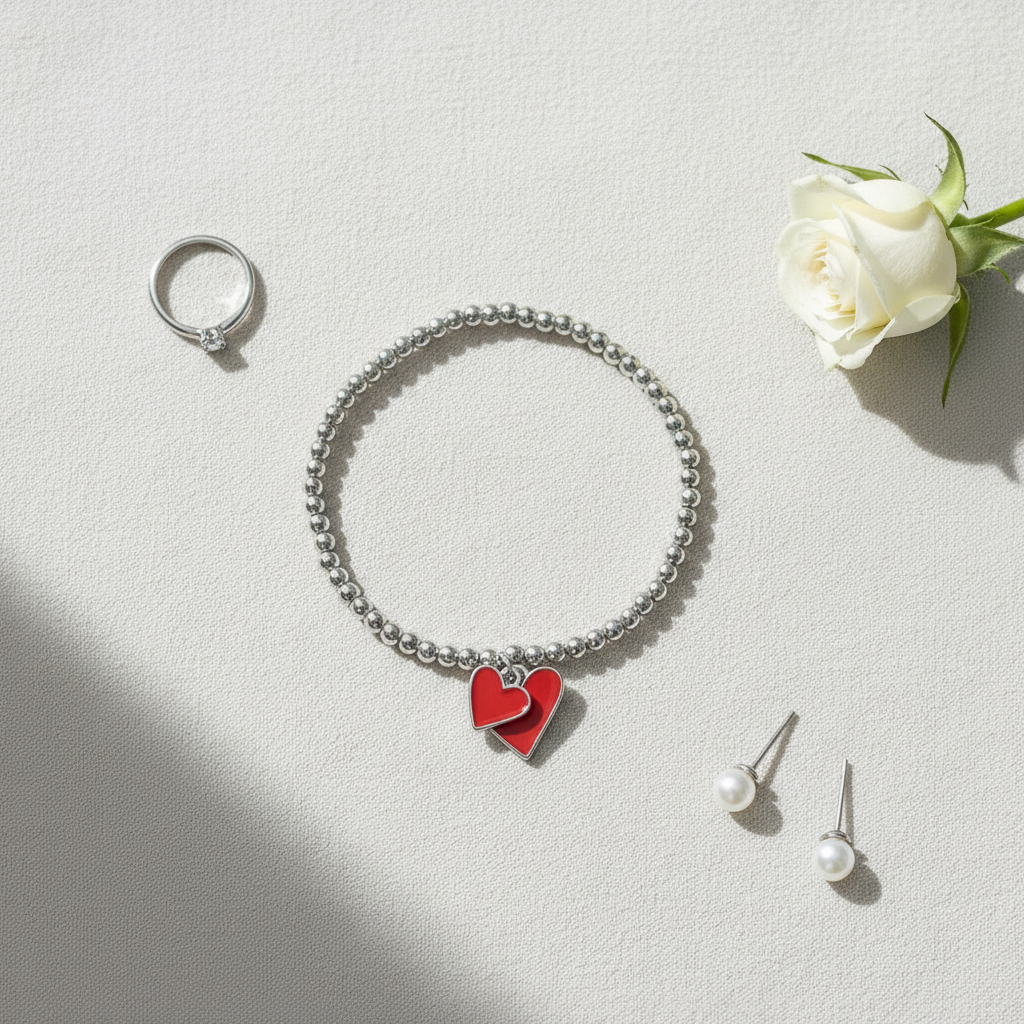 TODO LO QUE NECESITAS ES UNA PULSERA CON ENCANTO DE CORAZÓN CON CUENTAS DE AMOR