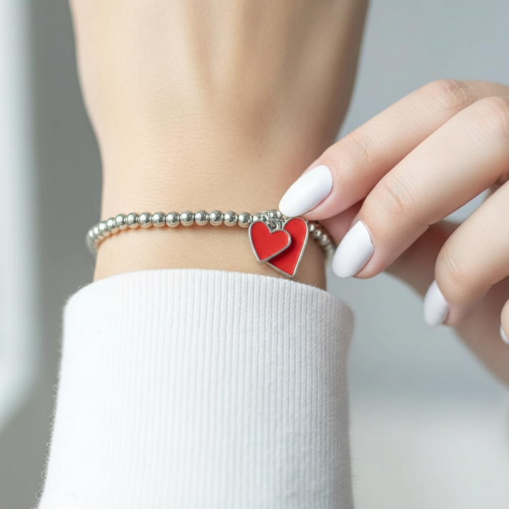 Pulsera "Todo lo que Necesitas es Amor" Corazón Rojo - Cuentas San Valentín