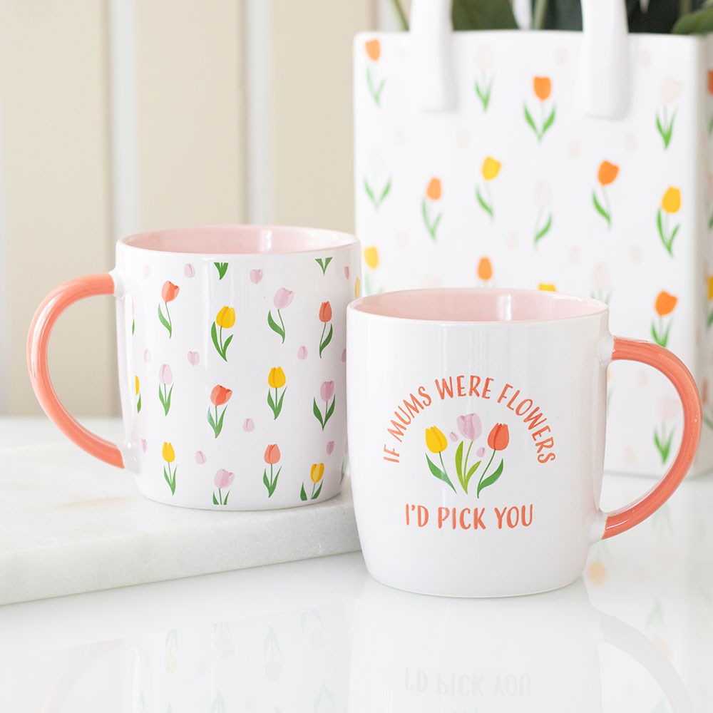 Taza "Si las Mamás Fueran Flores" Tulipán 350ml - Día Madre Microondas