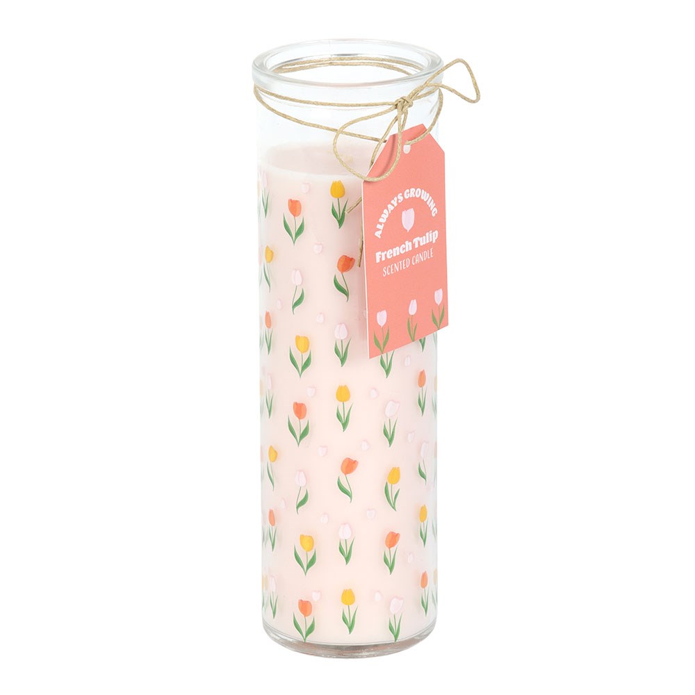 VELA DE TUBO DE TULIPÁN FRANCÉS CON ESTAMPADO DE TULIPANES