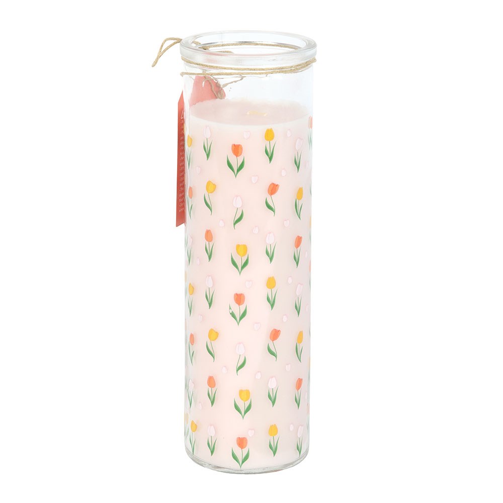 VELA DE TUBO DE TULIPÁN FRANCÉS CON ESTAMPADO DE TULIPANES