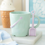 Taza Cubo Playa 350ml con Cuchara Pala - Set Taza Divertida Pastel Pier