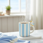 Taza Rayas Pastel Gaviota 370ml - Taza Café Estilo Costero Pastel Pier