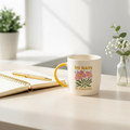 Taza "No Rain No Flowers" Mango Amarillo - Taza Cerámica 370ml Inspiradora