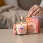 Vela Iridiscente "Frambuesa Jugosa" Aura Energy - Frasco Vidrio 35h Duración