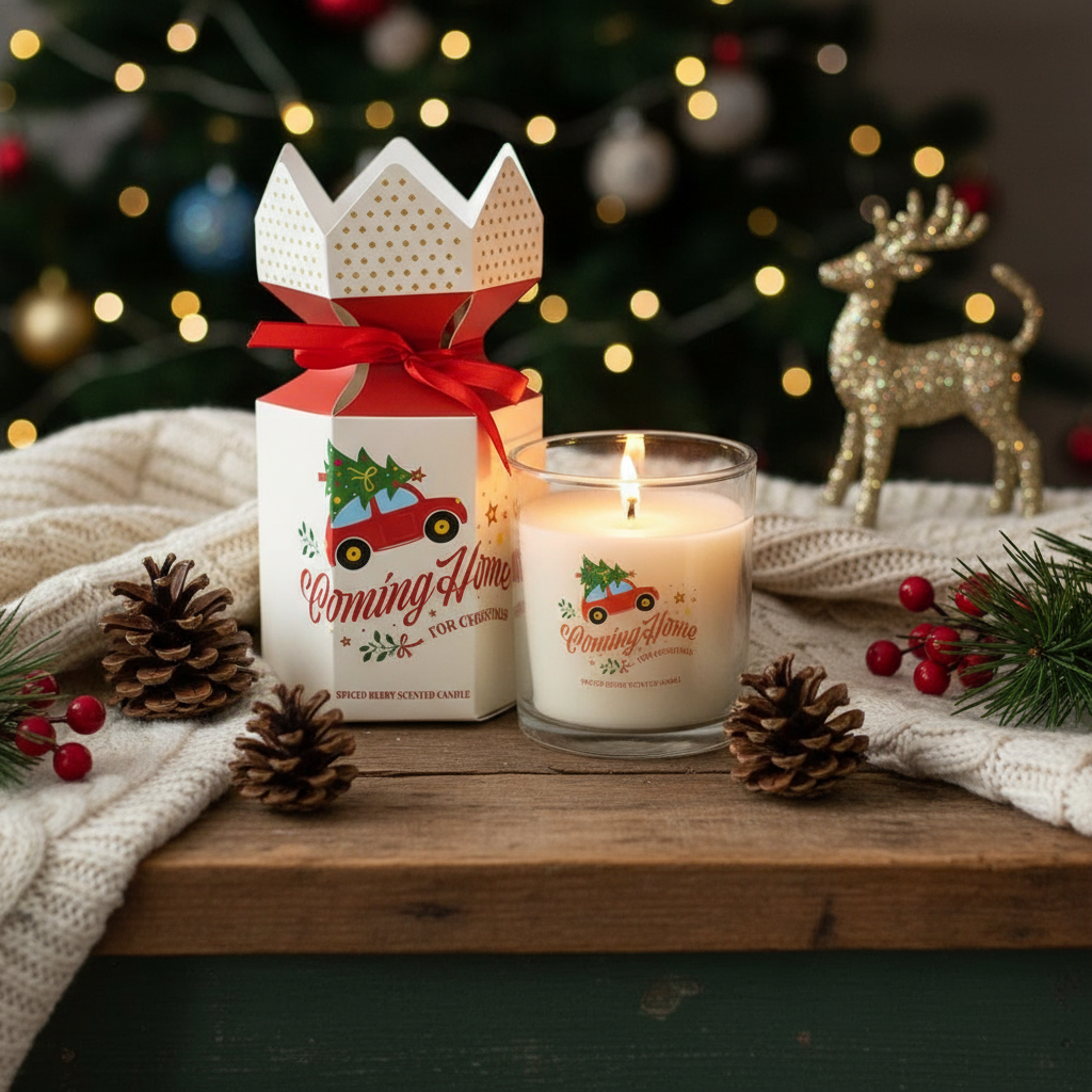 Vela Volviendo Casa Navidad 25h Bayas Especiadas - Vela Coche Rojo Nostálgica