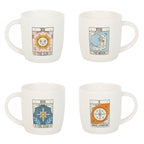 Set de 4 Tazas de Tarot Vintage - Sol, Luna, Rueda Fortuna y Estrella 350ml