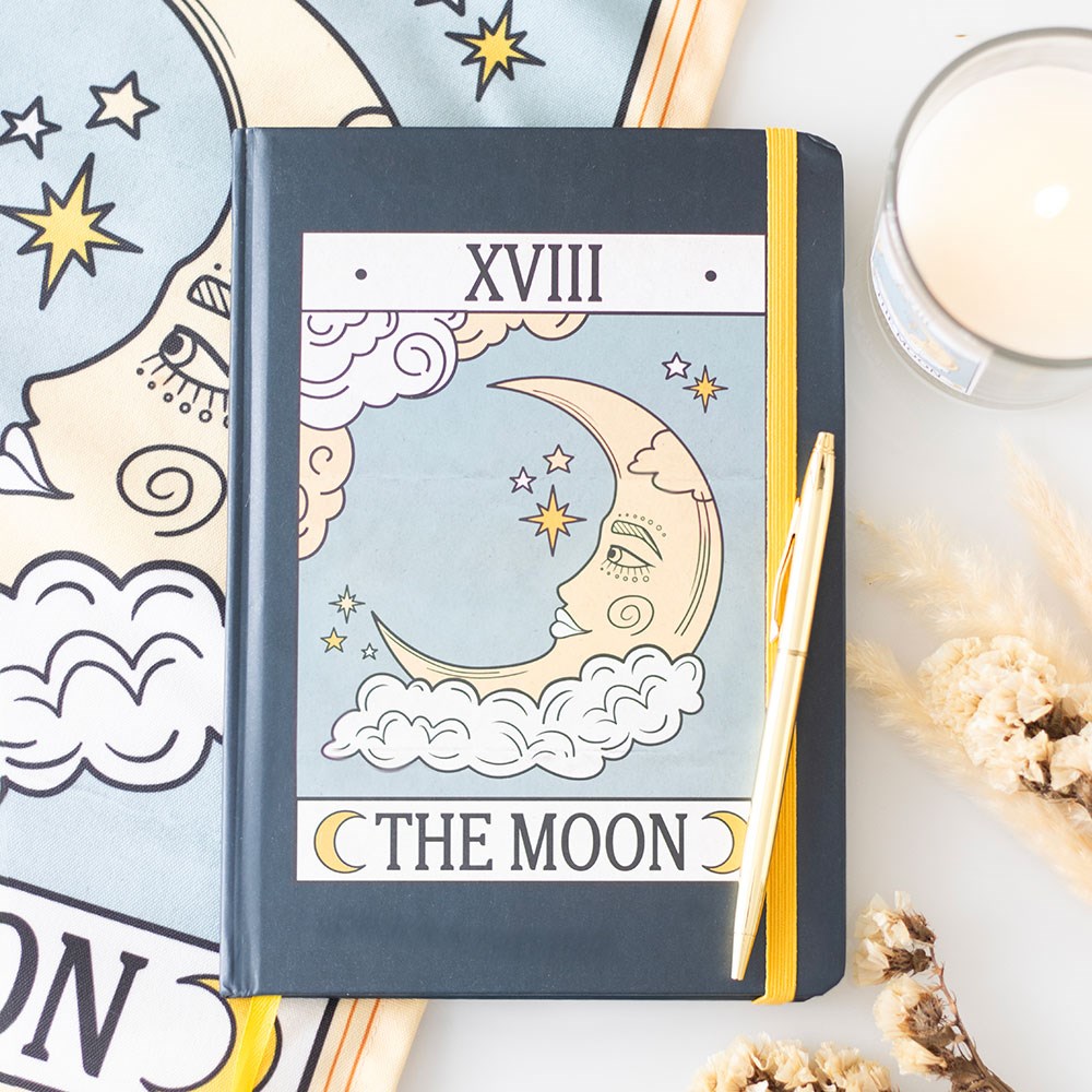 Cuaderno Tarot "La Luna" A5 Vintage - 200 Páginas con Bordes Dorados