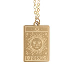 Collar Tarot "El Sol" Dorado - Joya Esotérica con Tarjeta de Felicitación