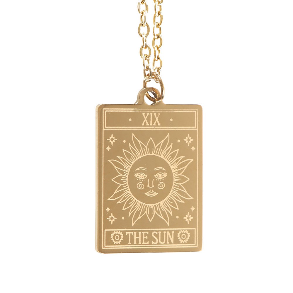 Collar Tarot "El Sol" Dorado - Joya Esotérica con Tarjeta de Felicitación