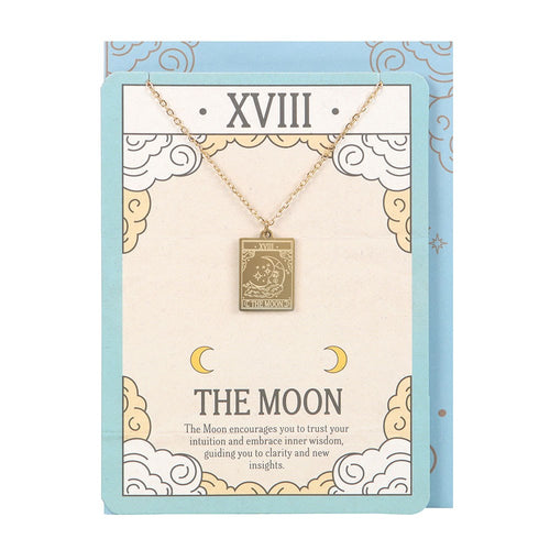 Collar Tarot "La Luna" Dorado - Joya Esotérica con Tarjeta de Felicitación