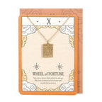 Collar Tarot "Rueda de la Fortuna" Dorado - Joya Esotérica con Tarjeta de Felicitación