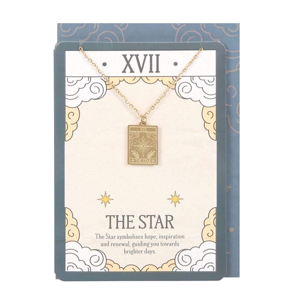 Collar Tarot "La Estrella" Dorado - Joya Esotérica con Tarjeta de Felicitación
