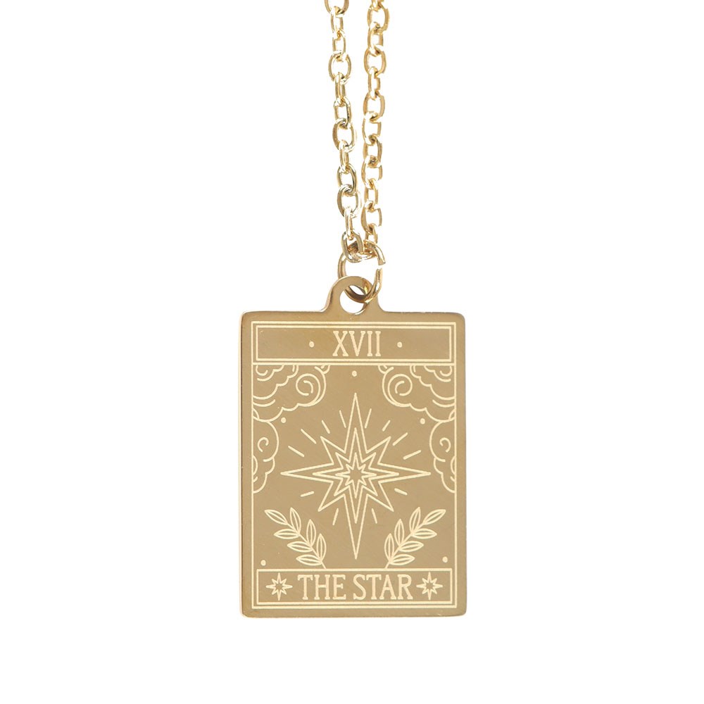 Collar Tarot "La Estrella" Dorado - Joya Esotérica con Tarjeta de Felicitación