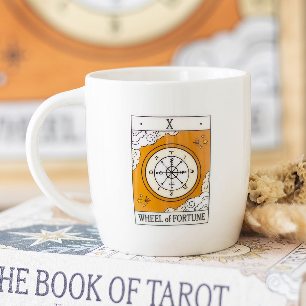 Taza Tarot "Rueda de la Fortuna" Vintage 350ml - Taza Esotérica Microondas