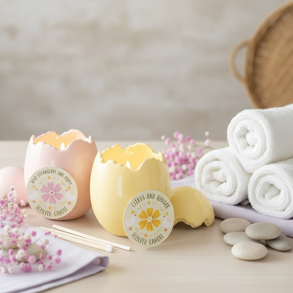 Vela Decorativa Huevo Rosa Pascua - Aroma Fresa Silvestre 28h